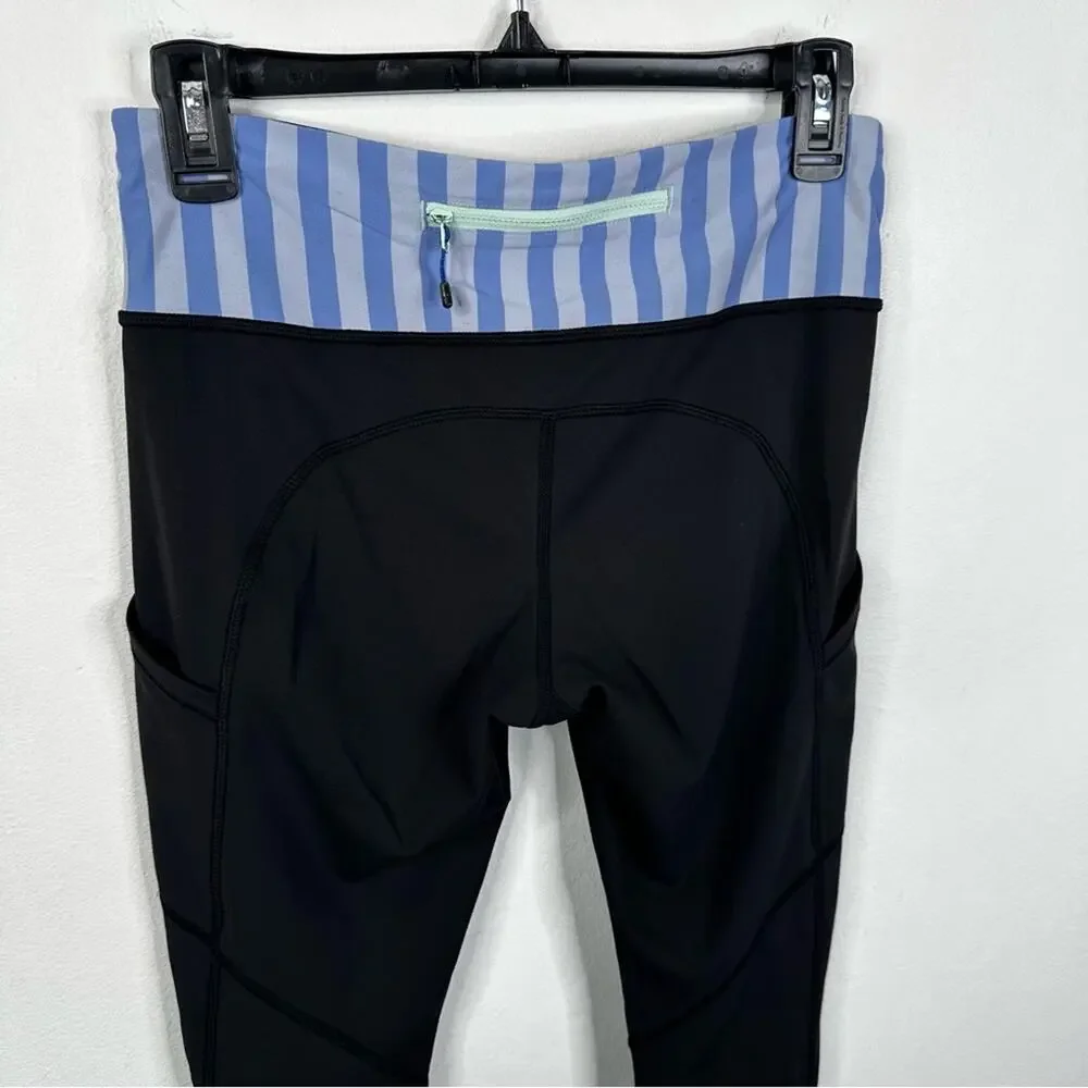 Lululemon Speed Tight Black Leggings Ruched Legs Pockets Size 6